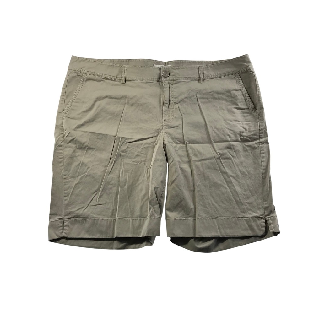 Sejour Womens Plus Size 22W Tan Khaki Cotton Stretch Chino Shorts Mid Rise